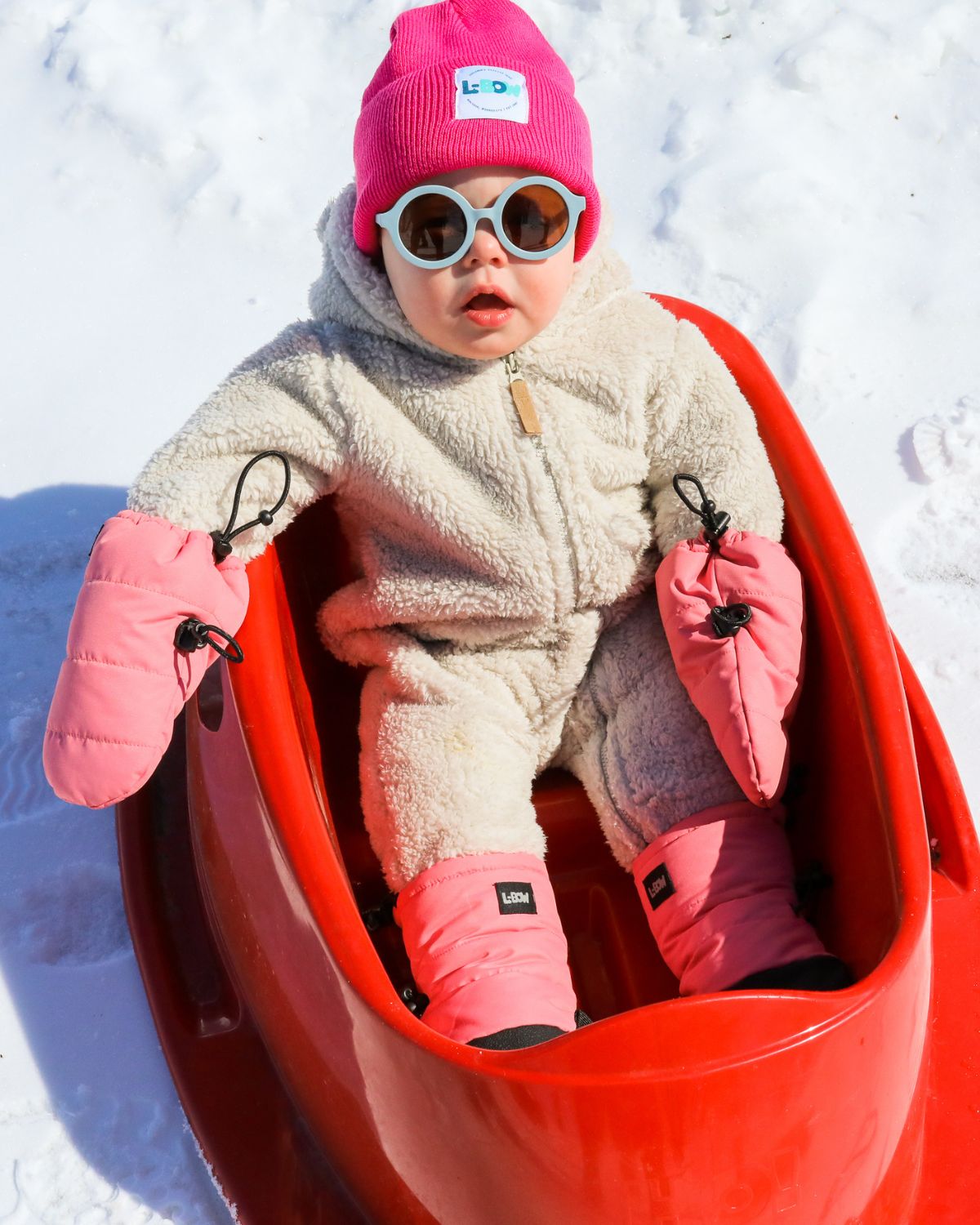 Infant Mittens — L-Bow baby mittens with two cinch points, thumbless for a fast fit