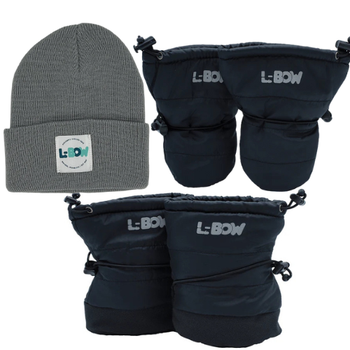 Black Infant Winter Bundle with Gray Hat