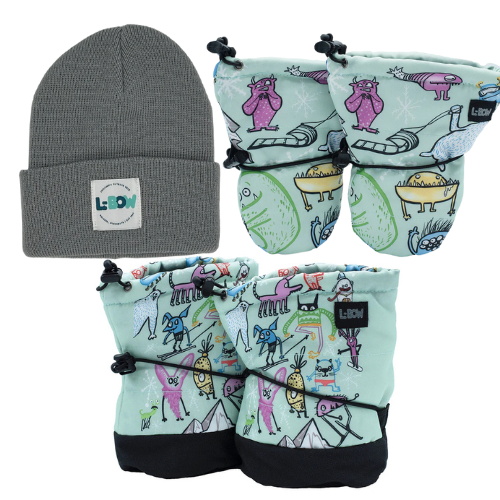 Monster Green Infant Winter Bundle with Gray Hat