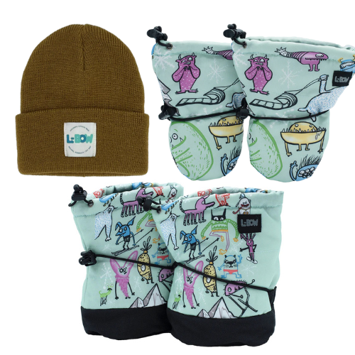 Monster Green Infant Winter Bundle with Tan Hat