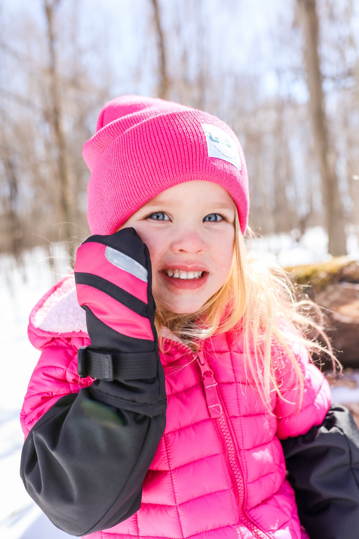 L-Bow Superior Mitten warmest kids winter mitten pink black on black