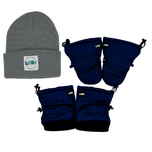 Navy Infant Winter Bundle with Gray Hat