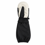 Black L-Bow North Star kids mitten with cream goat leather fingertip cap, adjustable wrist strap, and long over-the-elbow gauntlet