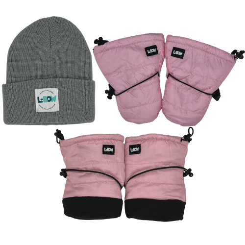 Pink Infant Winter Bundle with Gray Hat