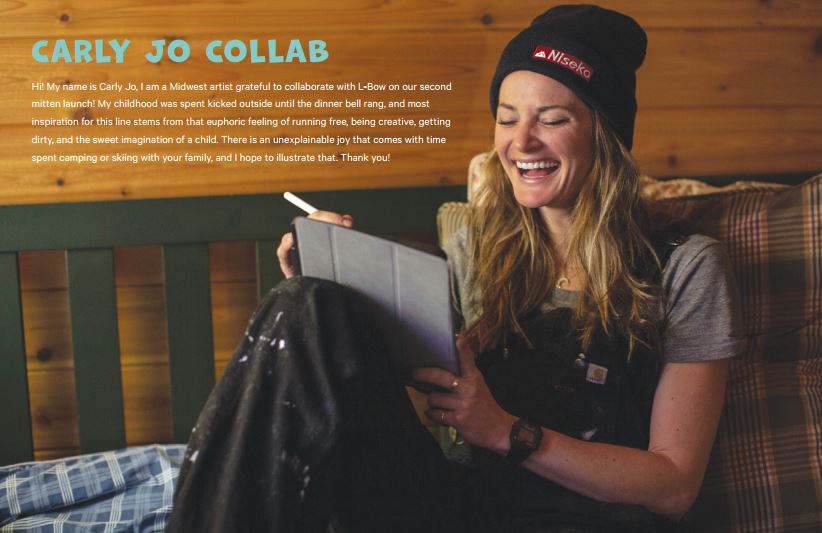 Artist Carly Jo, who illustrated the L-Bow print collection