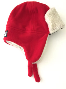 L-Bow Boy's Aviator Sherpa Lined Red Fleece Hat