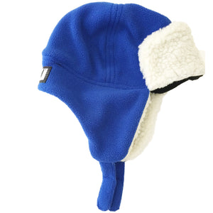 L-Bow Boy's Aviator Sherpa Lined Blue Fleece Hat